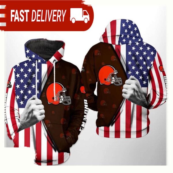 NFL Cleveland Browns US Flag Team 3D Printed Hoodie Shirt - available at - rugbyfanstore.com