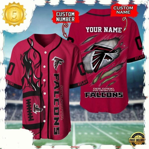 NFL Custom Name And Number Atlanta Falcons Team Sport Baseball Jersey Shirt - available at - rugbyfanstore.com