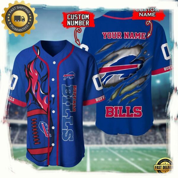 NFL Custom Name And Number Buffalo Bills Team Sport Baseball Jersey Shirt - available at - rugbyfanstore.com