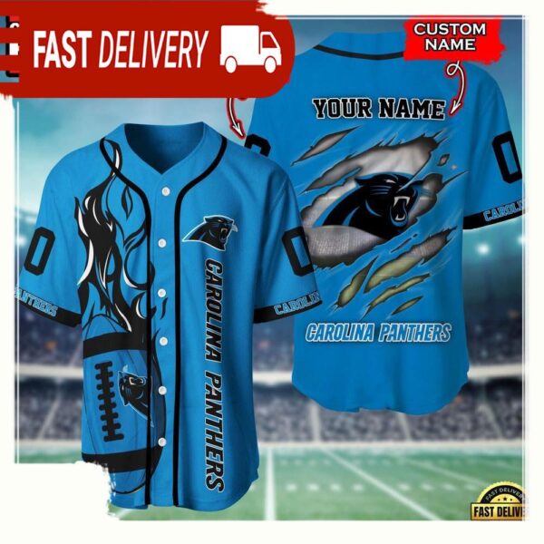 NFL Custom Name And Number Carolina Panthers Team Sport Baseball Jersey Shirt - available at - rugbyfanstore.com