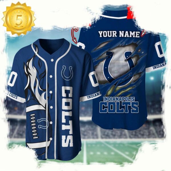 NFL Custom Name And Number Indianapolis Colts Team Sport Baseball Jersey Shirt - available at - rugbyfanstore.com