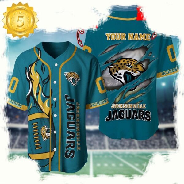 NFL Custom Name And Number Jacksonville Jaguars Team Sport Baseball Jersey Shirt - available at - rugbyfanstore.com