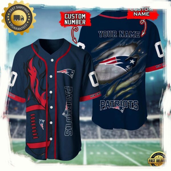 NFL Custom Name And Number New England Patriots Team Sport Baseball Jersey Shirt - available at - rugbyfanstore.com