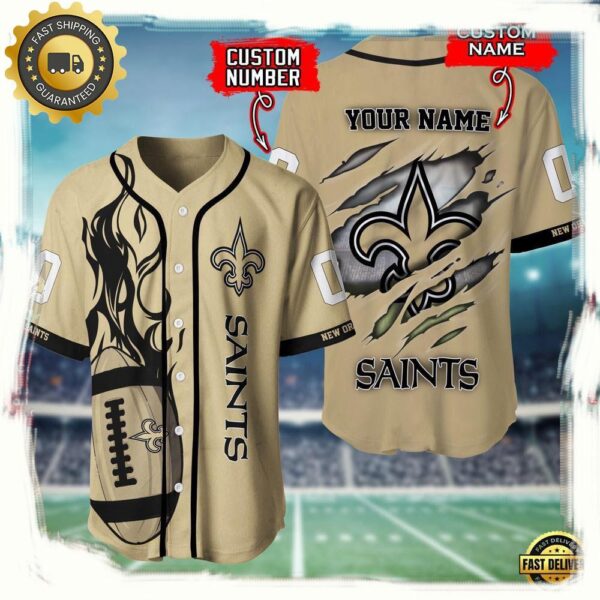 NFL Custom Name And Number New Orleans Saints Team Sport Baseball Jersey Shirt - available at - rugbyfanstore.com