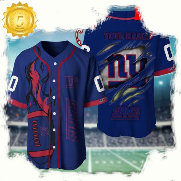 NFL Custom Name And Number New York Giants Team Sport Baseball Jersey Shirt - available at - rugbyfanstore.com