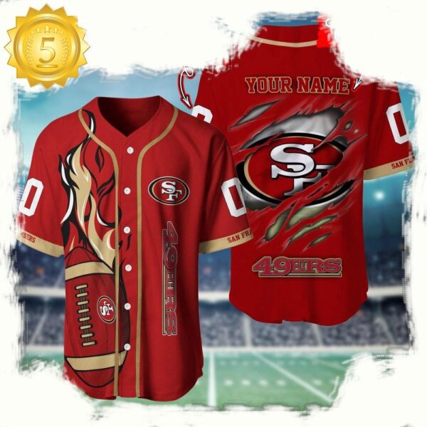 NFL Custom Name And Number San Francisco 49ers Team Sport Baseball Jersey Shirt - available at - rugbyfanstore.com