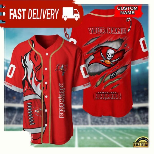 NFL Custom Name And Number Tampa Bay Buccaneers Team Sport Baseball Jersey Shirt - available at - rugbyfanstore.com