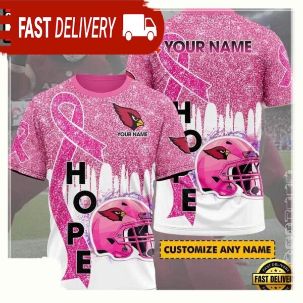 NFL Custom Name Arizona Cardinals Breast Cancer All Over Print T Shirt - available at - rugbyfanstore.com