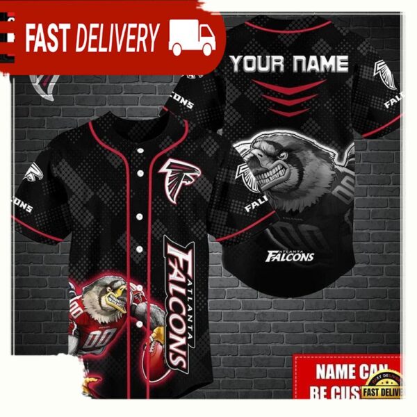 NFL Custom Name Atlanta Falcons Mascot Baseball Jersey - available at - rugbyfanstore.com