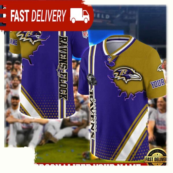 NFL Custom Name Baltimore Ravens Team Logo Football Jersey - available at - rugbyfanstore.com