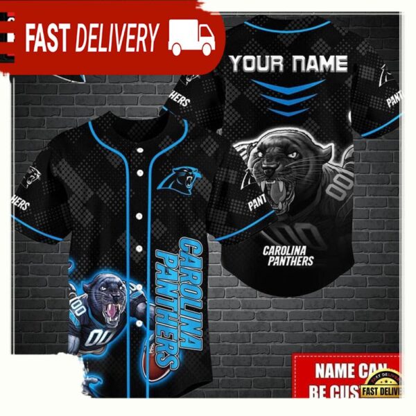 NFL Custom Name Carolina Panthers Mascot Baseball Jersey - available at - rugbyfanstore.com