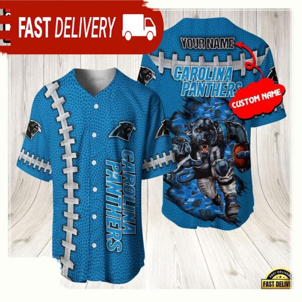 NFL Custom Name Carolina Panthers Mascot Baseball Jersey Shirt - available at - rugbyfanstore.com