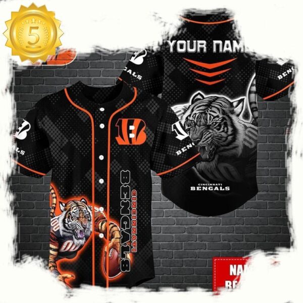 NFL Custom Name Cincinnati Bengals Mascot Baseball Jersey - available at - rugbyfanstore.com