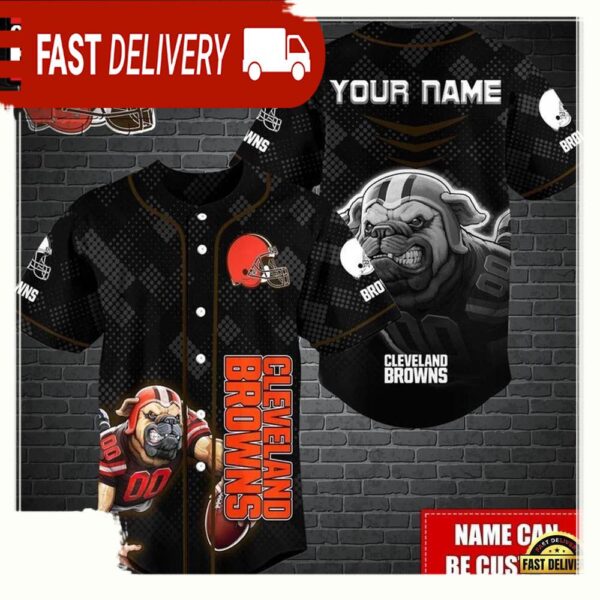 NFL Custom Name Cleveland Browns Mascot Baseball Jersey - available at - rugbyfanstore.com