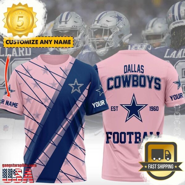 NFL Custom Name Dallas Cowboy Football Team All Over Print T Shirt - available at - rugbyfanstore.com