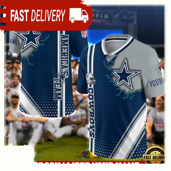 NFL Custom Name Dallas Cowboys Team Logo Football Jersey - available at - rugbyfanstore.com