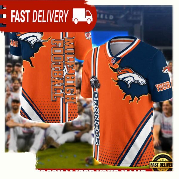 NFL Custom Name Denver Broncos Team Logo Football Jersey - available at - rugbyfanstore.com