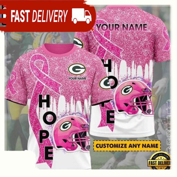 NFL Custom Name Green Bay Packers Breast Cancer All Over Print T Shirt - available at - rugbyfanstore.com