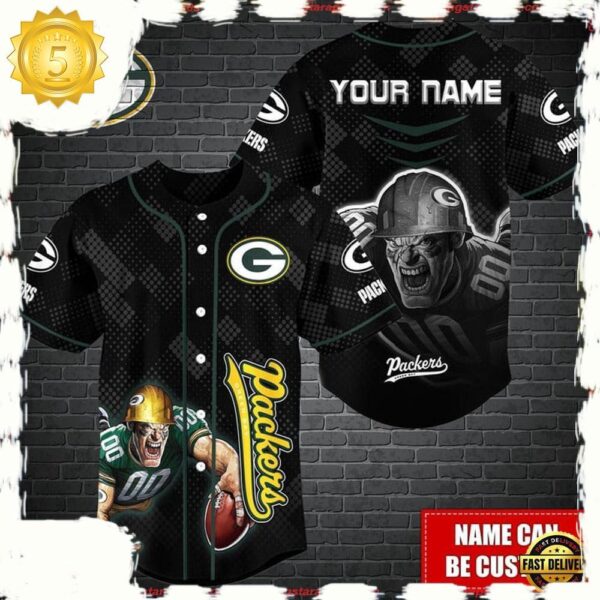 NFL Custom Name Green Bay Packers Mascot Baseball Jersey - available at - rugbyfanstore.com