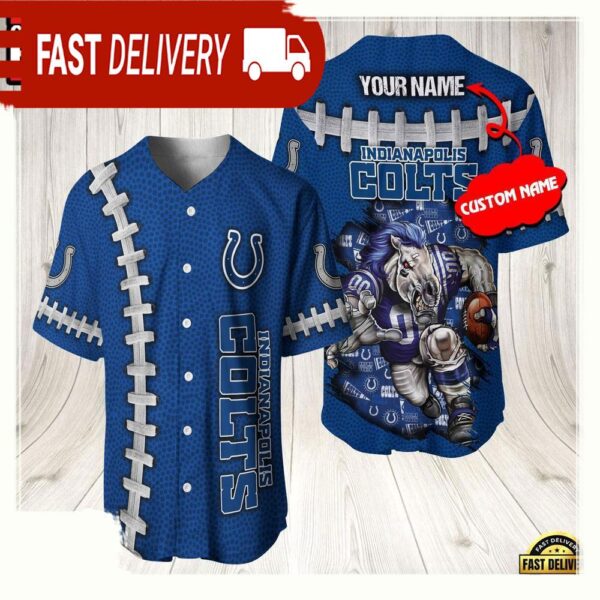 NFL Custom Name Indianapolis Colts Mascot Baseball Jersey Shirt - available at - rugbyfanstore.com