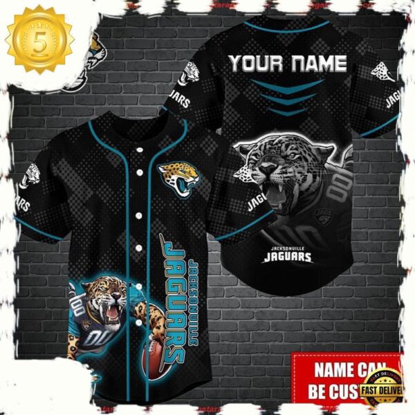 NFL Custom Name Jacksonville Jaguars Mascot Baseball Jersey - available at - rugbyfanstore.com