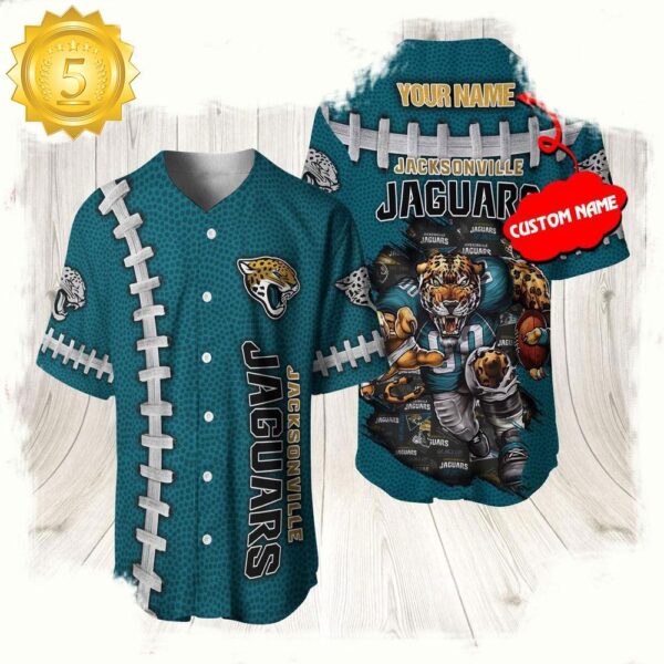 NFL Custom Name Jacksonville Jaguars Mascot Baseball Jersey Shirt - available at - rugbyfanstore.com