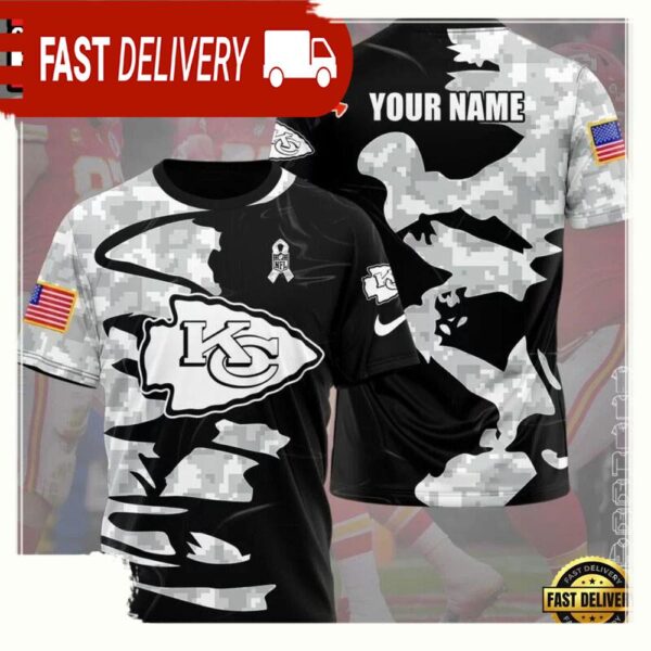 NFL Custom Name Kansas City Chiefs Camo All Over Print T Shirt - available at - rugbyfanstore.com