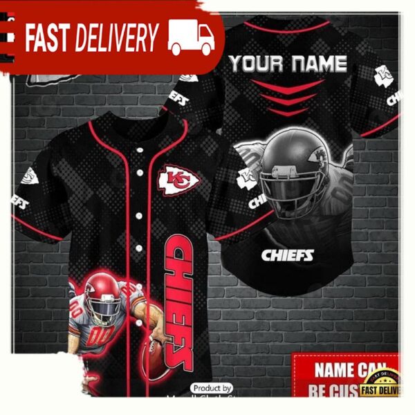 NFL Custom Name Kansas City Chiefs Mascot Baseball Jersey - available at - rugbyfanstore.com