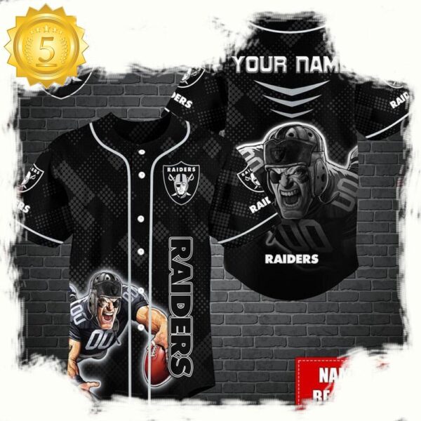 NFL Custom Name Las Vegas Raiders Mascot Baseball Jersey - available at - rugbyfanstore.com