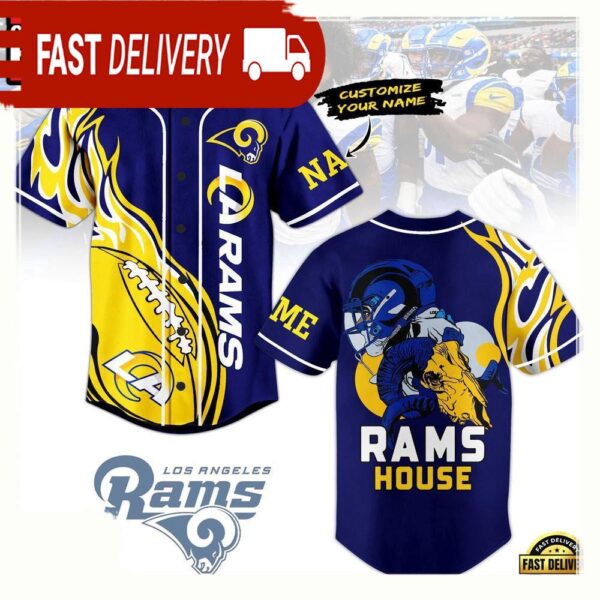 NFL Custom Name Los Angeles Rams House Custom Name Baseball Jersey - available at - rugbyfanstore.com