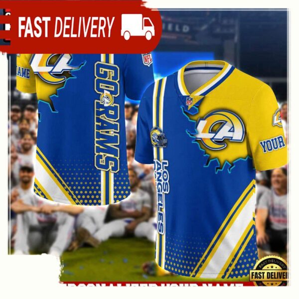 NFL Custom Name Los Angeles Rams Team Logo Football Jersey - available at - rugbyfanstore.com