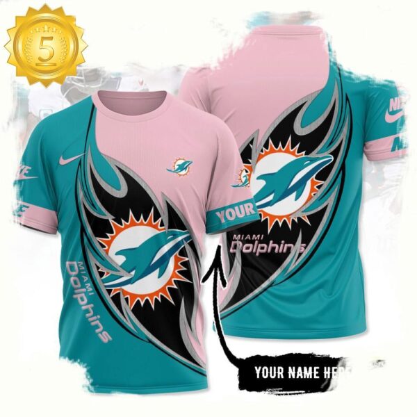 NFL Custom Name Miami Dolphins All Over Print T Shirt - available at - rugbyfanstore.com