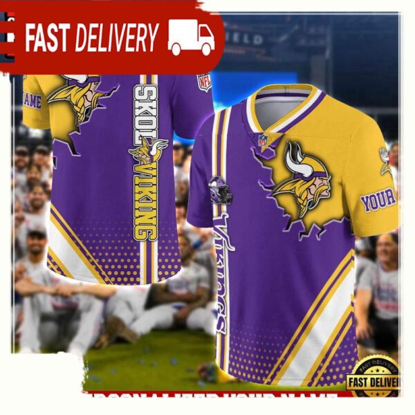 NFL Custom Name Minnesota Vikings Team Logo Football Jersey - available at - rugbyfanstore.com