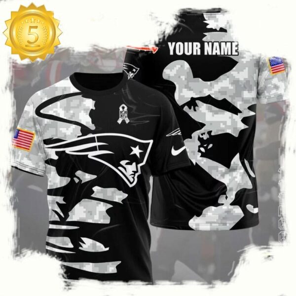 NFL Custom Name New England Patriots Camo All Over Print T Shirt - available at - rugbyfanstore.com