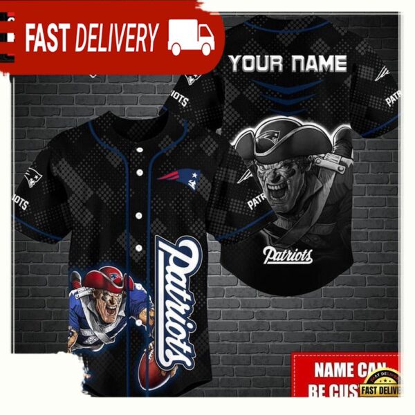 NFL Custom Name New England Patriots Mascot Baseball Jersey - available at - rugbyfanstore.com