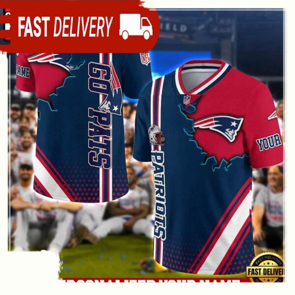 NFL Custom Name New England Patriots Team Logo Football Jersey - available at - rugbyfanstore.com