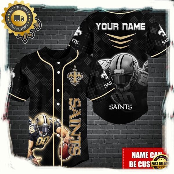 NFL Custom Name New Orleans Saints Mascot Baseball Jersey - available at - rugbyfanstore.com