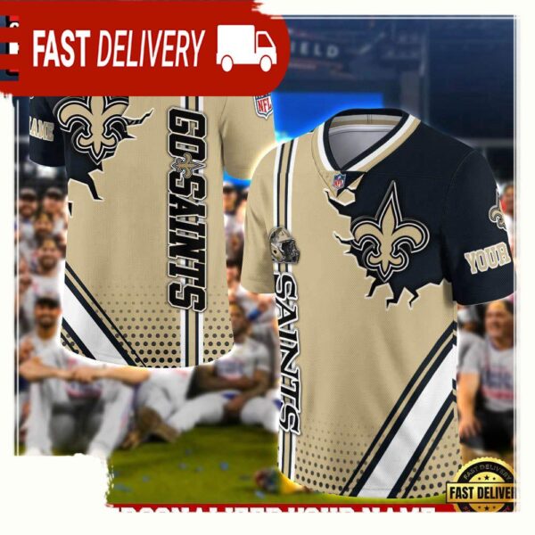 NFL Custom Name New Orleans Saints Team Logo Football Jersey - available at - rugbyfanstore.com