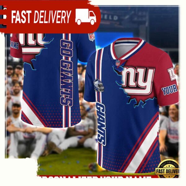 NFL Custom Name New York Giants Team Logo Football Jersey - available at - rugbyfanstore.com