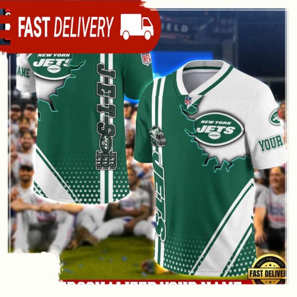 NFL Custom Name New York Jets Team Logo Football Jersey - available at - rugbyfanstore.com