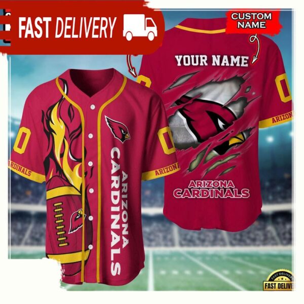 NFL Custom Name Number Arizona Cardinals Football Team Baseball Jersey Shirt - available at - rugbyfanstore.com