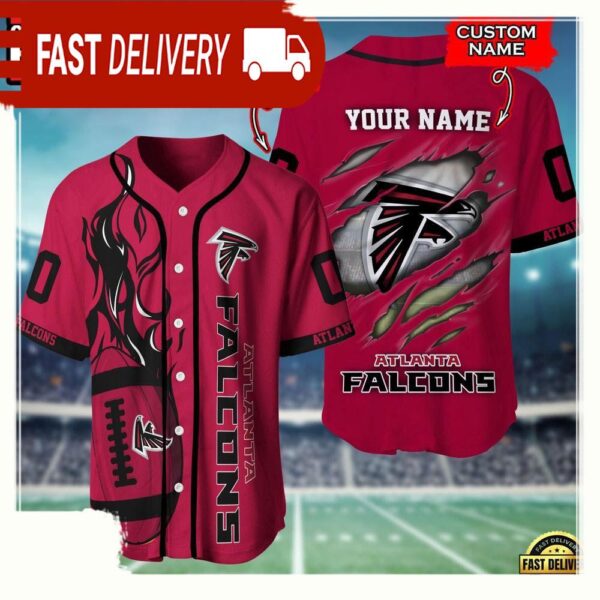 NFL Custom Name Number Atlanta Falcons Football Team Baseball Jersey Shirt - available at - rugbyfanstore.com