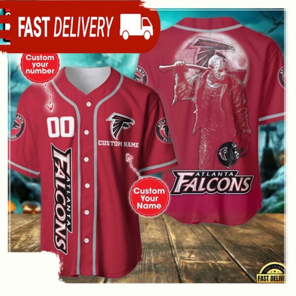 NFL Custom Name Number Atlanta Falcons Horror 3D New Design Baseball Jersey Shirt - available at - rugbyfanstore.com