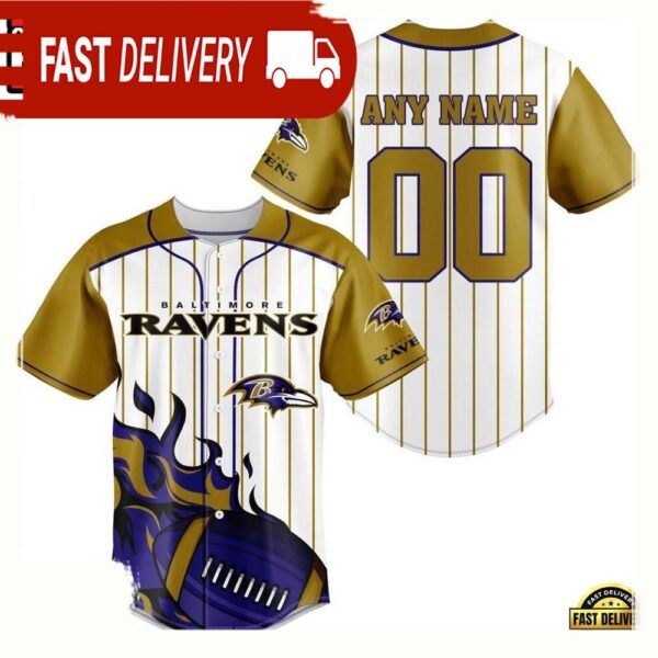 NFL Custom Name Number Baltimore Ravens Baseball Jersey Shirt - available at - rugbyfanstore.com