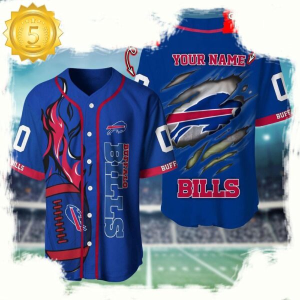 NFL Custom Name Number Buffalo Bills Football Team Baseball Jersey Shirt - available at - rugbyfanstore.com