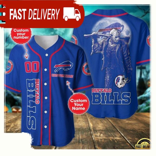 NFL Custom Name Number Buffalo Bills Horror 3D New Design Baseball Jersey Shirt - available at - rugbyfanstore.com