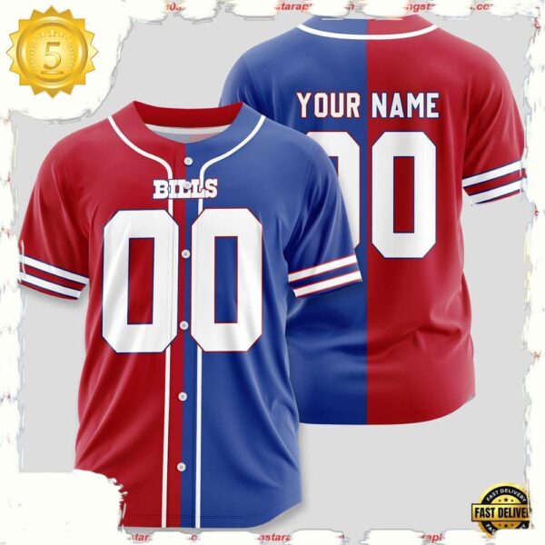 NFL Custom Name Number Buffalo Bills Team Baseball Jersey Shirt - available at - rugbyfanstore.com