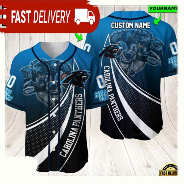 NFL Custom Name Number Carolina Panthers Mascot Football New Design Baseball Jersey Shirt - available at - rugbyfanstore.com