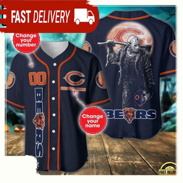 NFL Custom Name Number Chicago Bears Horror 3D New Design Baseball Jersey Shirt - available at - rugbyfanstore.com