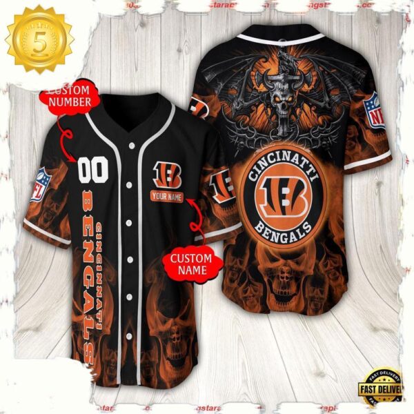 NFL Custom Name Number Cincinnati Bengals Baseball Jersey - available at - rugbyfanstore.com